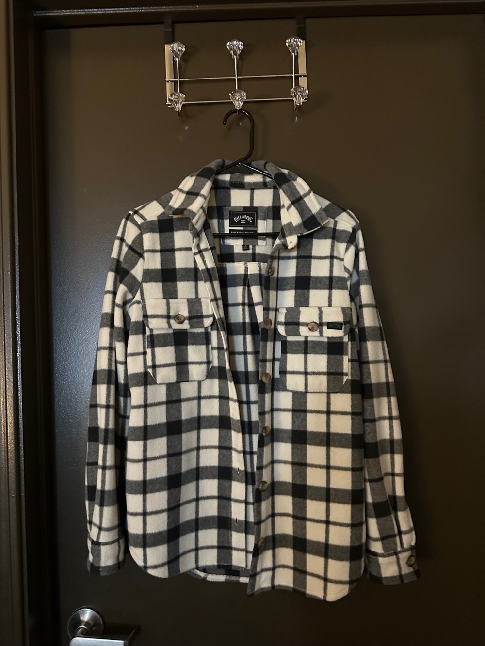 Billabong Black and White Plaid Utility Jacket
